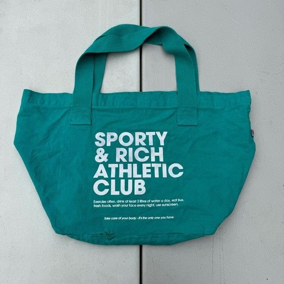 Sporty & Rich SPORTY & RICH ATHLETIC CLUB TEAL TOTE BAG Size ONE SIZE - 3 Thumbnail