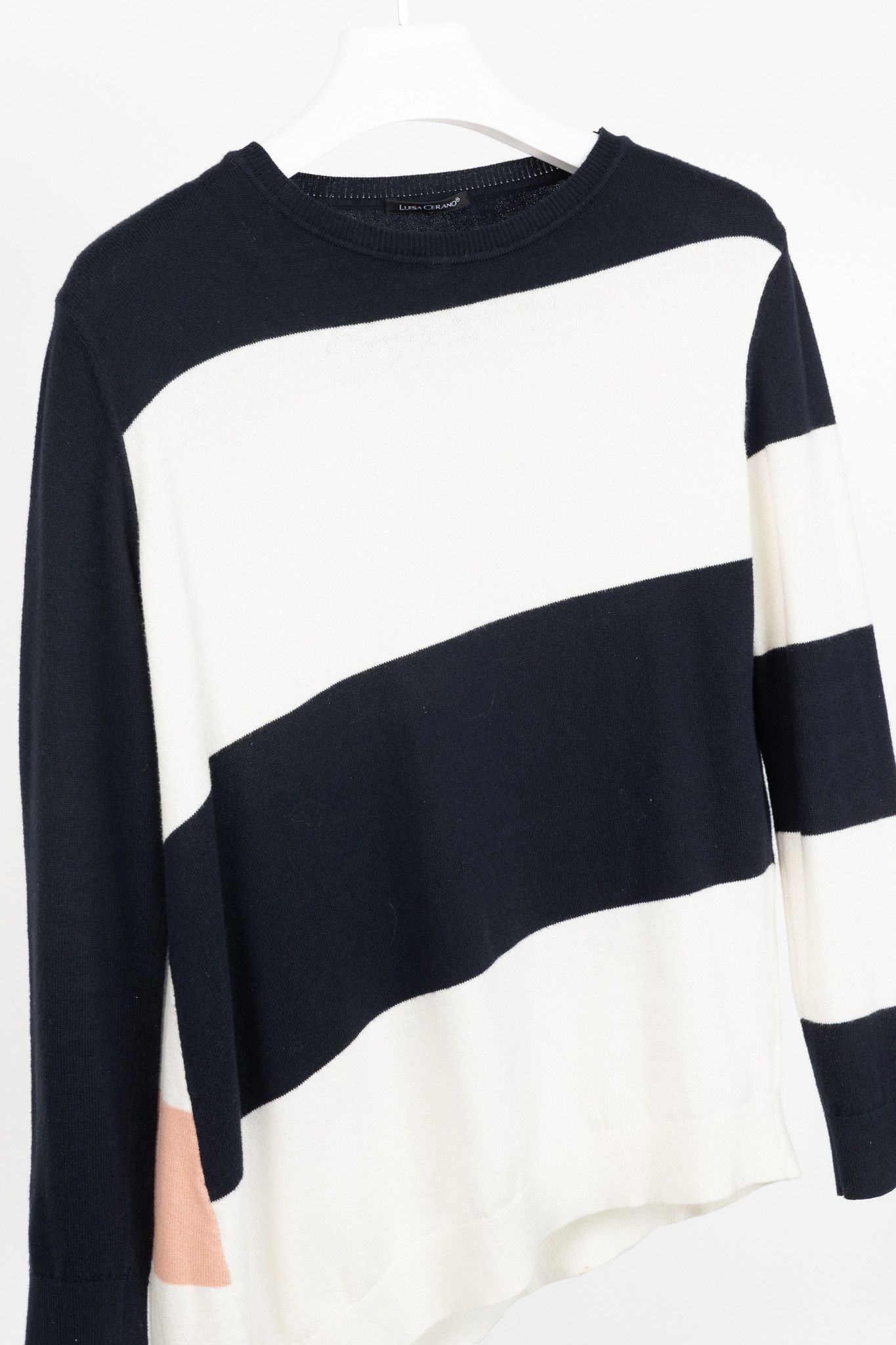 Luisa Cerano Luisa Cerano Striped Cotton-Blend Asymmetric Sweater Size L / US 10 / IT 46 - 3 Thumbnail