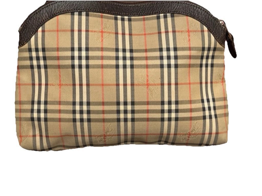 Burberry BURBERRY’s Nova Check Beige Canvas Pouch Clutch Vintage Size ONE SIZE - 3 Thumbnail