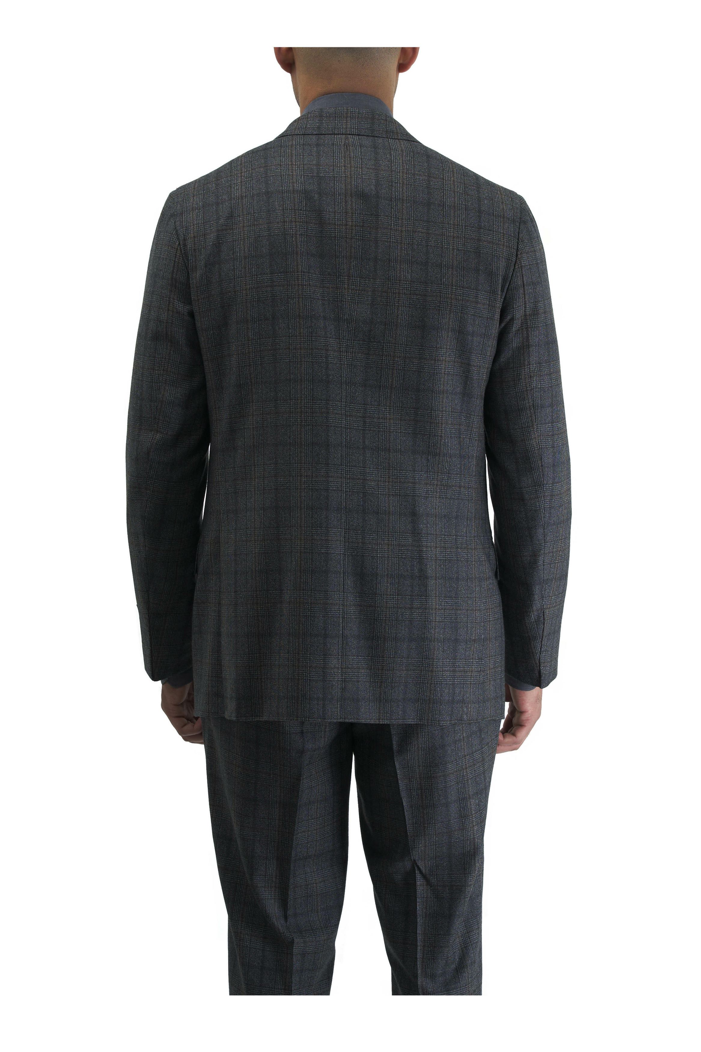 Isaia o1mtch0225 Glen Plaid Wool Suit in Medium Grey Size 44R - 4 Thumbnail