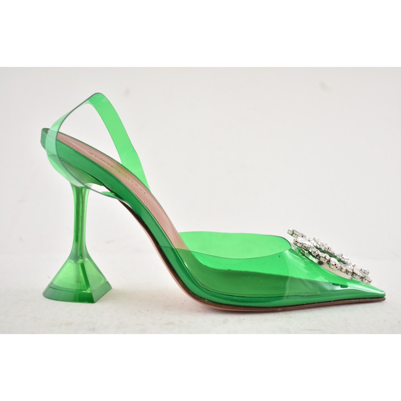 Amina Muaddi Amina Muaddi 95 Begum Glass PVC Green Clear Sling Size US 6.5 / IT 36.5 - 2 Thumbnail