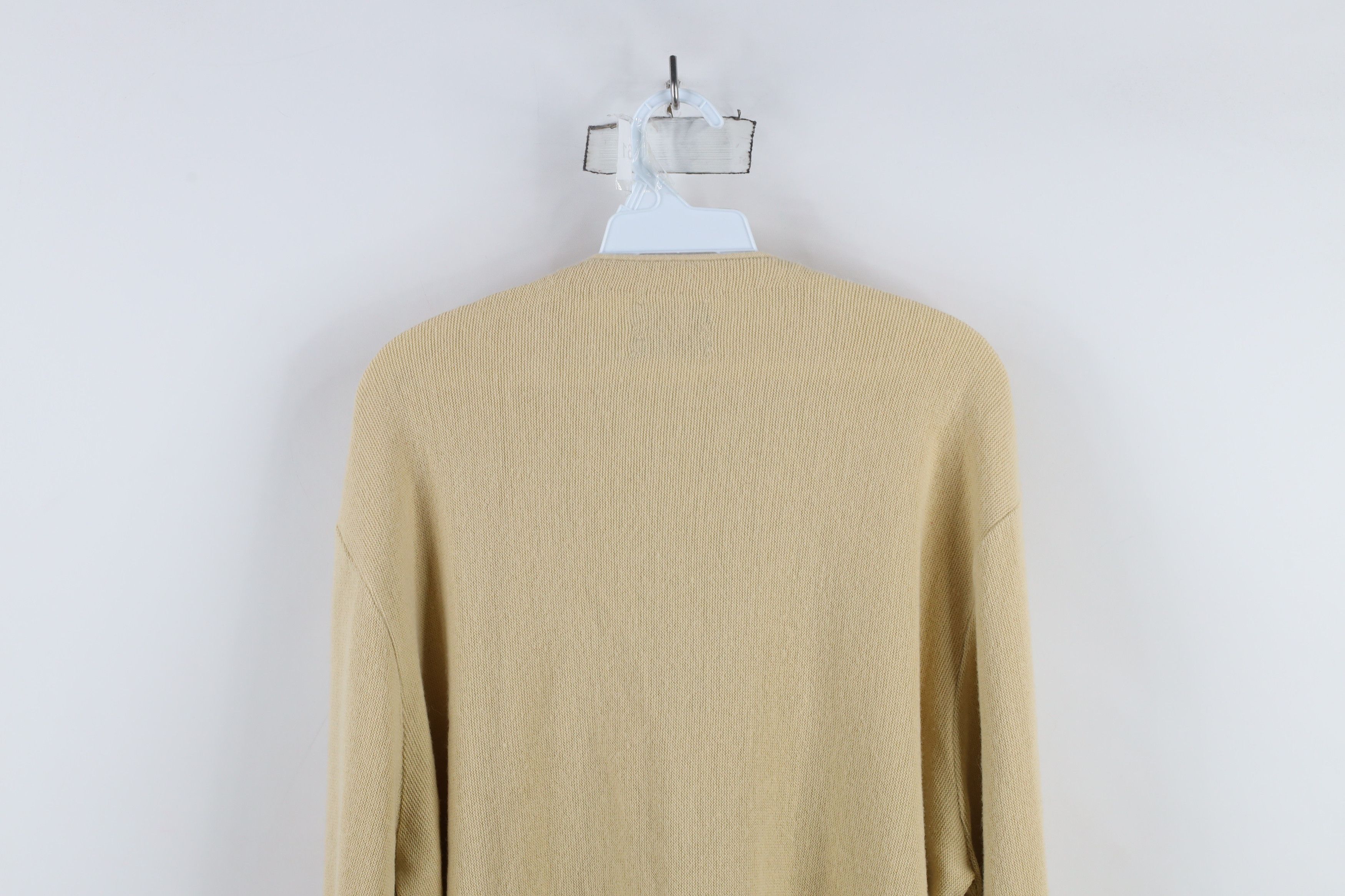 Vintage Vintage 70s Streetwear Blank Knit Cardigan Sweater Beige USA Size US XL / EU 56 / 4 - 10 Thumbnail