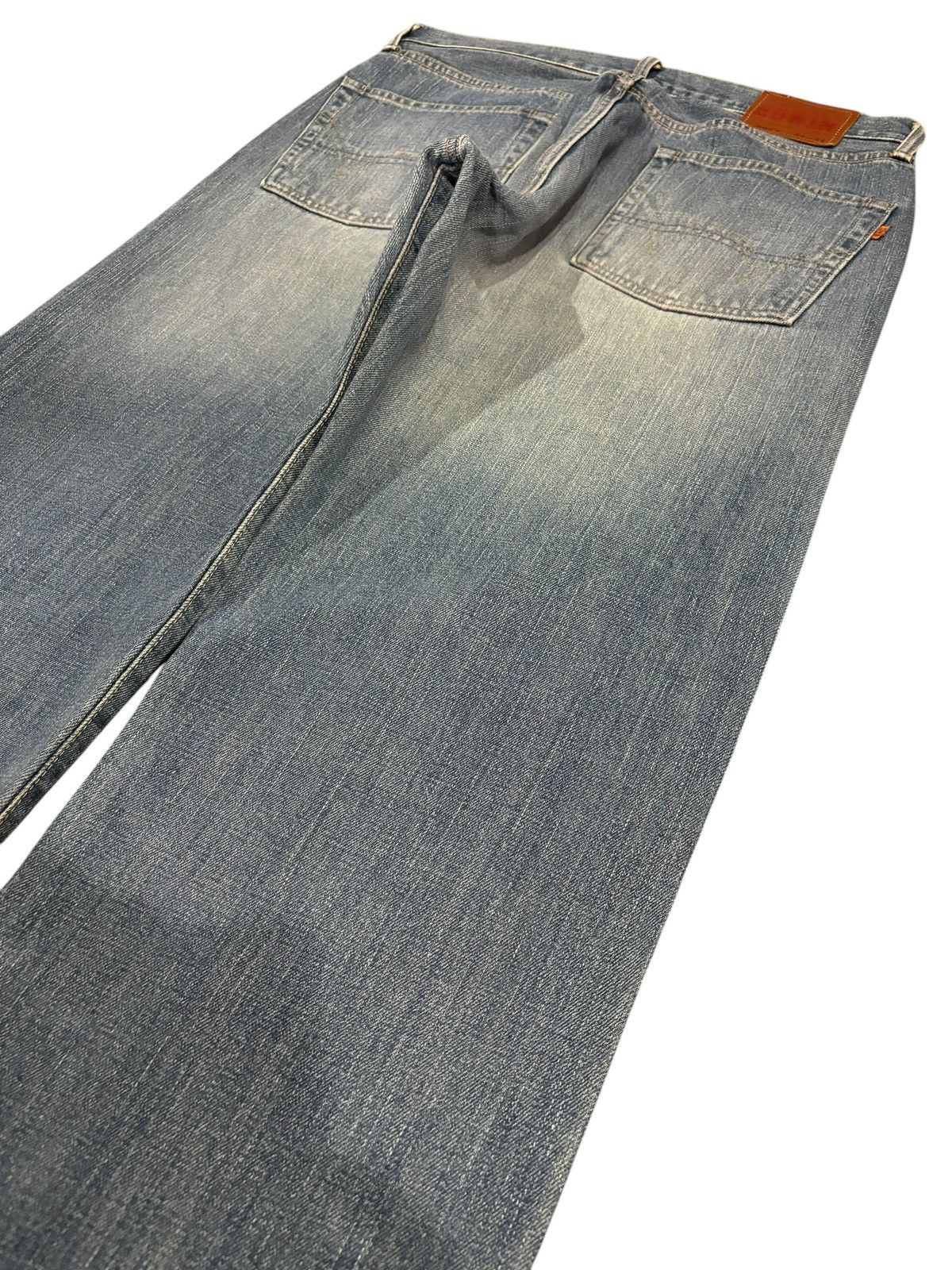Edwin × Self Edge 90s Vtg Edwin 505 Selvedge Orange Tag Distressed Faded Jeans Size US 33 - 7 Thumbnail