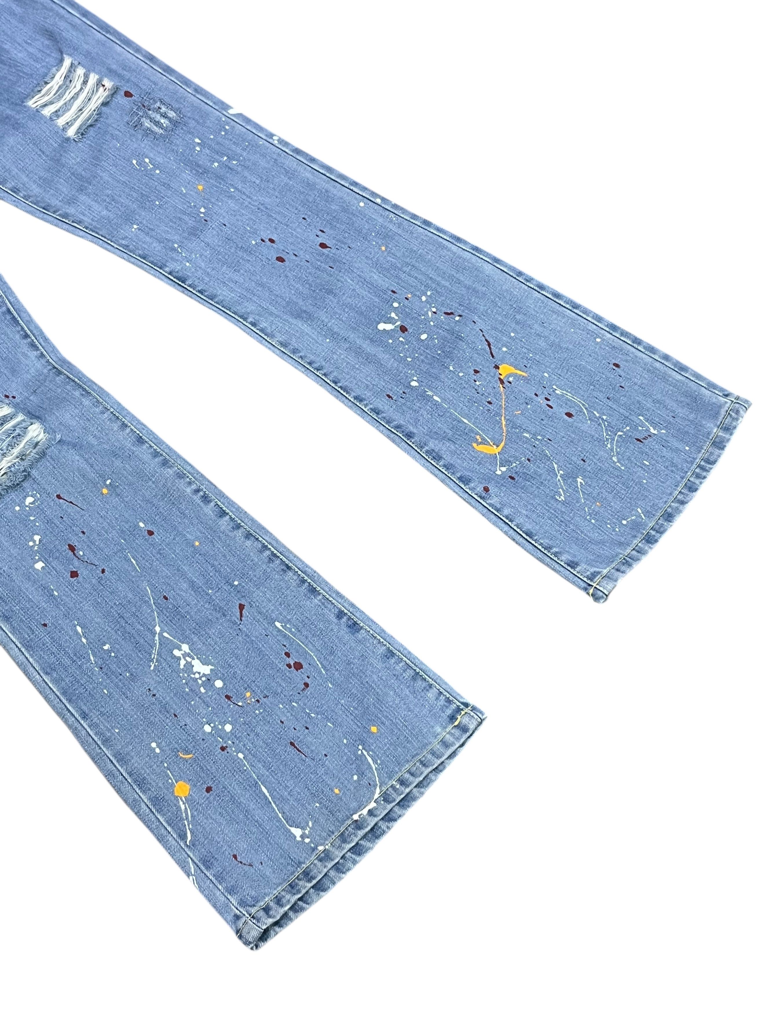 Quiksilver DOPE🔥ROXY Paint Splatter Ripped Vintage Flare Denim Size 31" - 6 Thumbnail