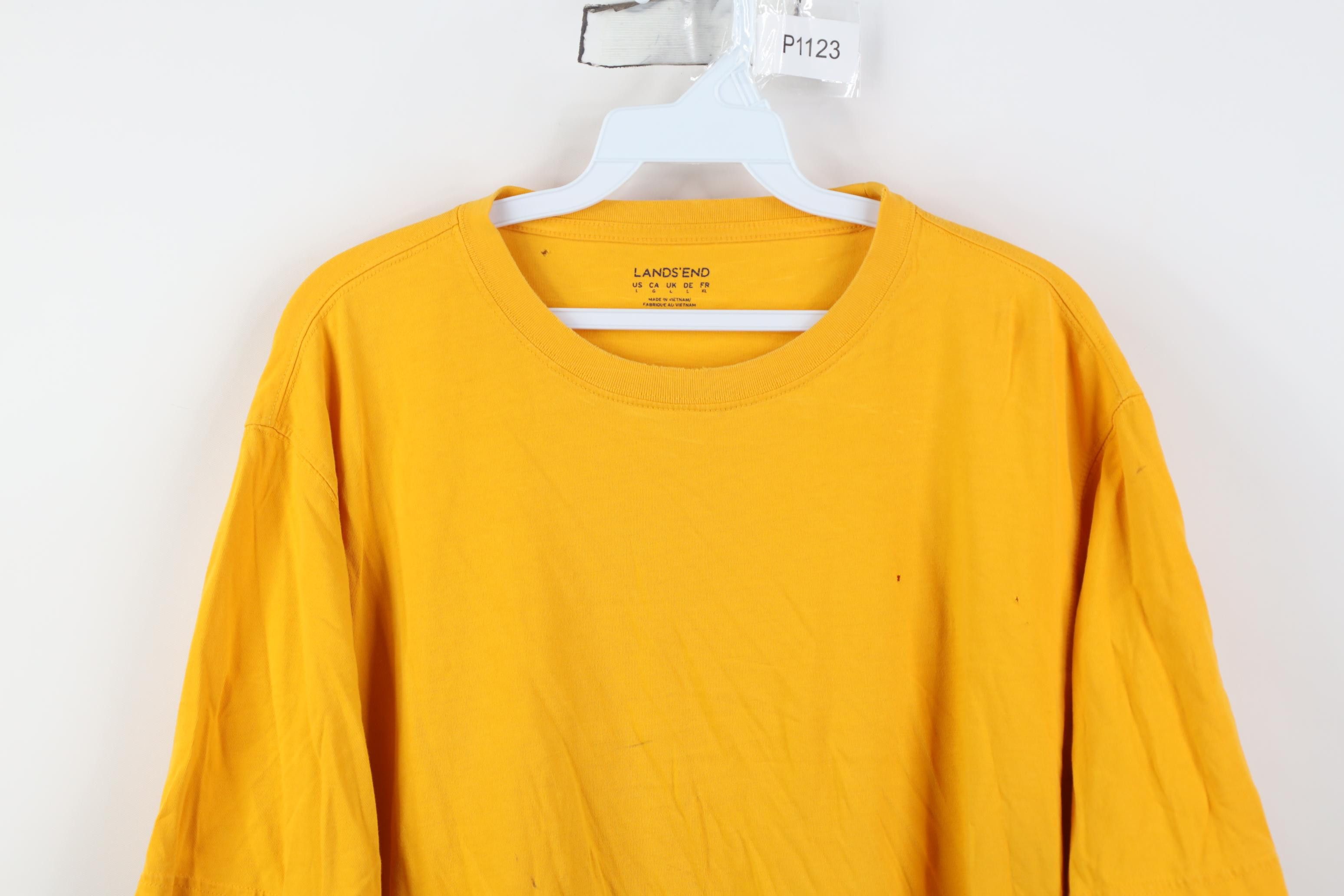 Lands' End Vintage Y2K Lands End Blank Short Sleeve T-Shirt Yellow Size US L / EU 52-54 / 3 - 2 Thumbnail