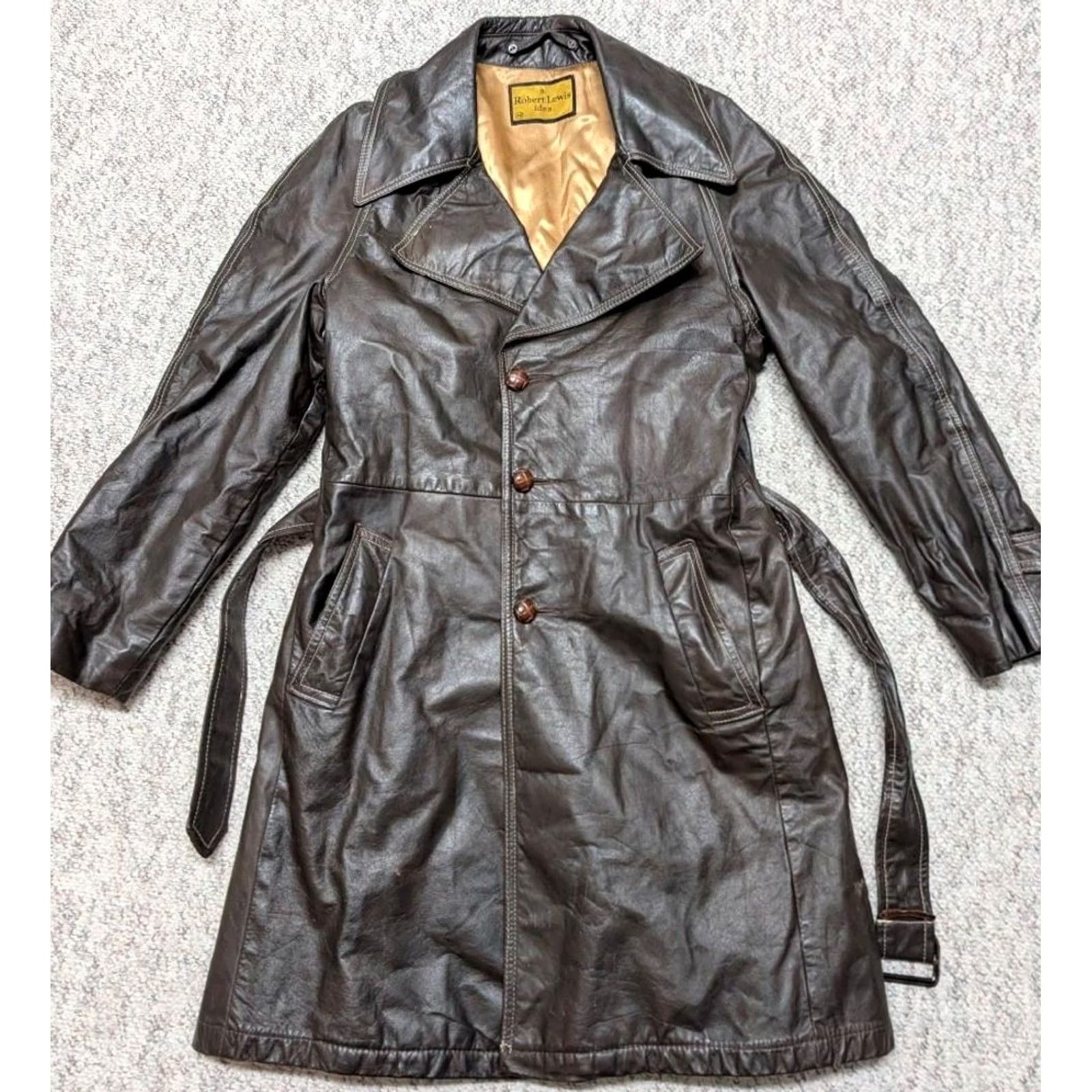 Vintage VINTAGE Robert Lewis Overcoat Coat M Western Brown Leather 40-42 Mens Size US M / EU 48-50 / 2 - 3 Thumbnail