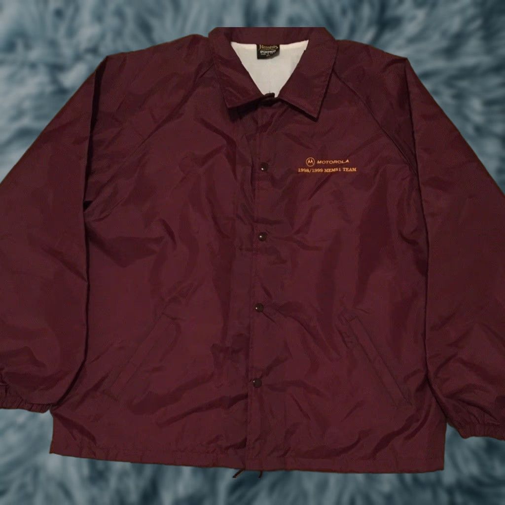 Apple VINTAGE Motorola Worker Jacket XL Men Windbreaker Red Blue Striped 90s 80s Grunge Internet Telecommunication Computer USA USA 90s Wireless Size US XL / EU 56 / 4 - 1 Thumbnail
