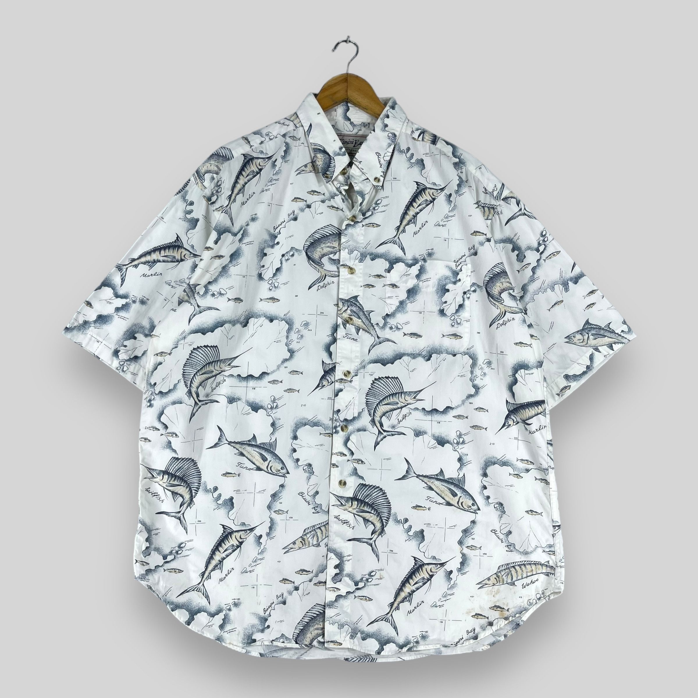 Other Vintage Y2K Hawaiian Deep Ocean Fish Printed Shirt Button Up Size US XL / EU 56 / 4 - 1 Thumbnail