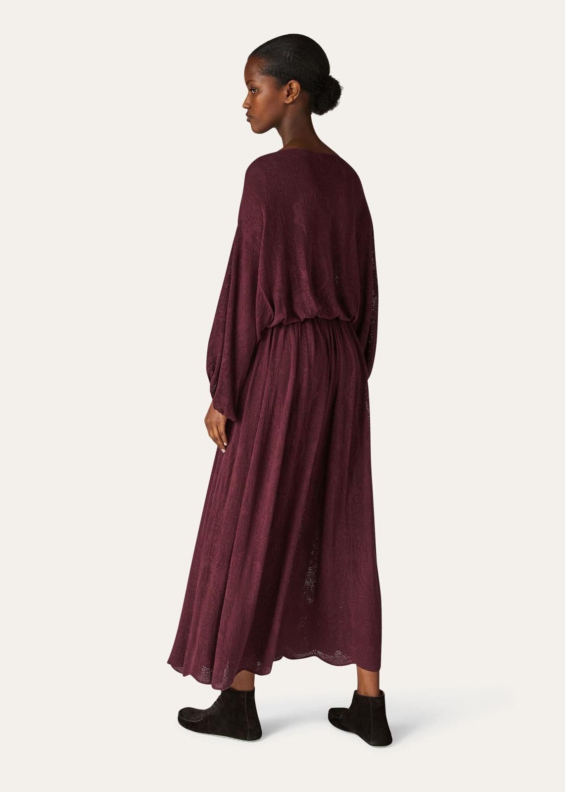 Loro Piana o1srvl11e1224 Virgin Wool Cajamarca Dress in Burgundy Size L / US 10 / IT 46 - 4 Thumbnail