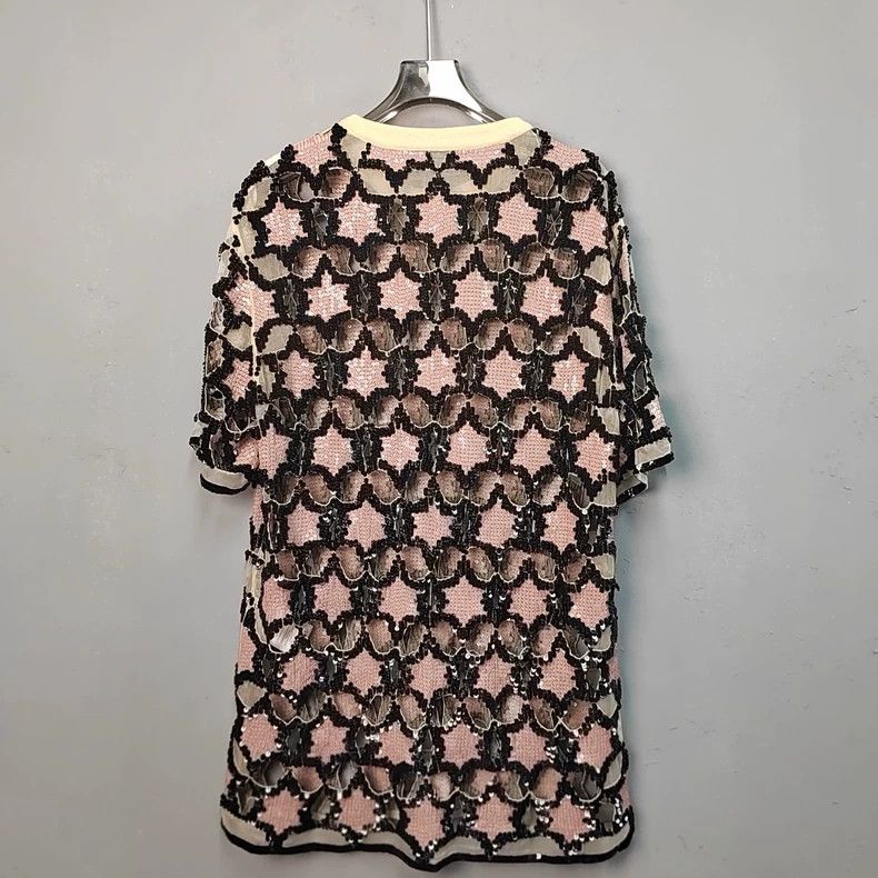 Givenchy Givenchy Size40 00090 Sequin Cut-Out Short Sleeve Size 40 Size US M / EU 48-50 / 2 - 2 Thumbnail