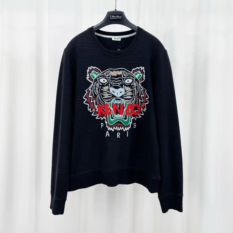 Kenzo KENZO Black Embroidered Tiger Long Sleeve Sweatshirt 0089 Size M / US 6-8 / IT 42-44 - 1 Thumbnail