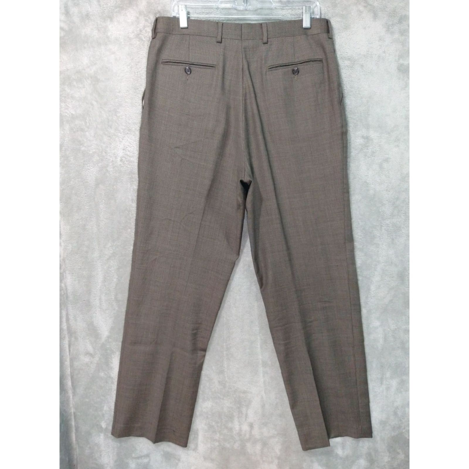 Chaps Chaps Dress Pants Mens 34x32 Wool Brown Straight Leg Flat Front Mid Rise Wool Dress Pants Mens 34 Regular Brown Vintage No Mens Size US 34 / EU 50 - 2 Thumbnail