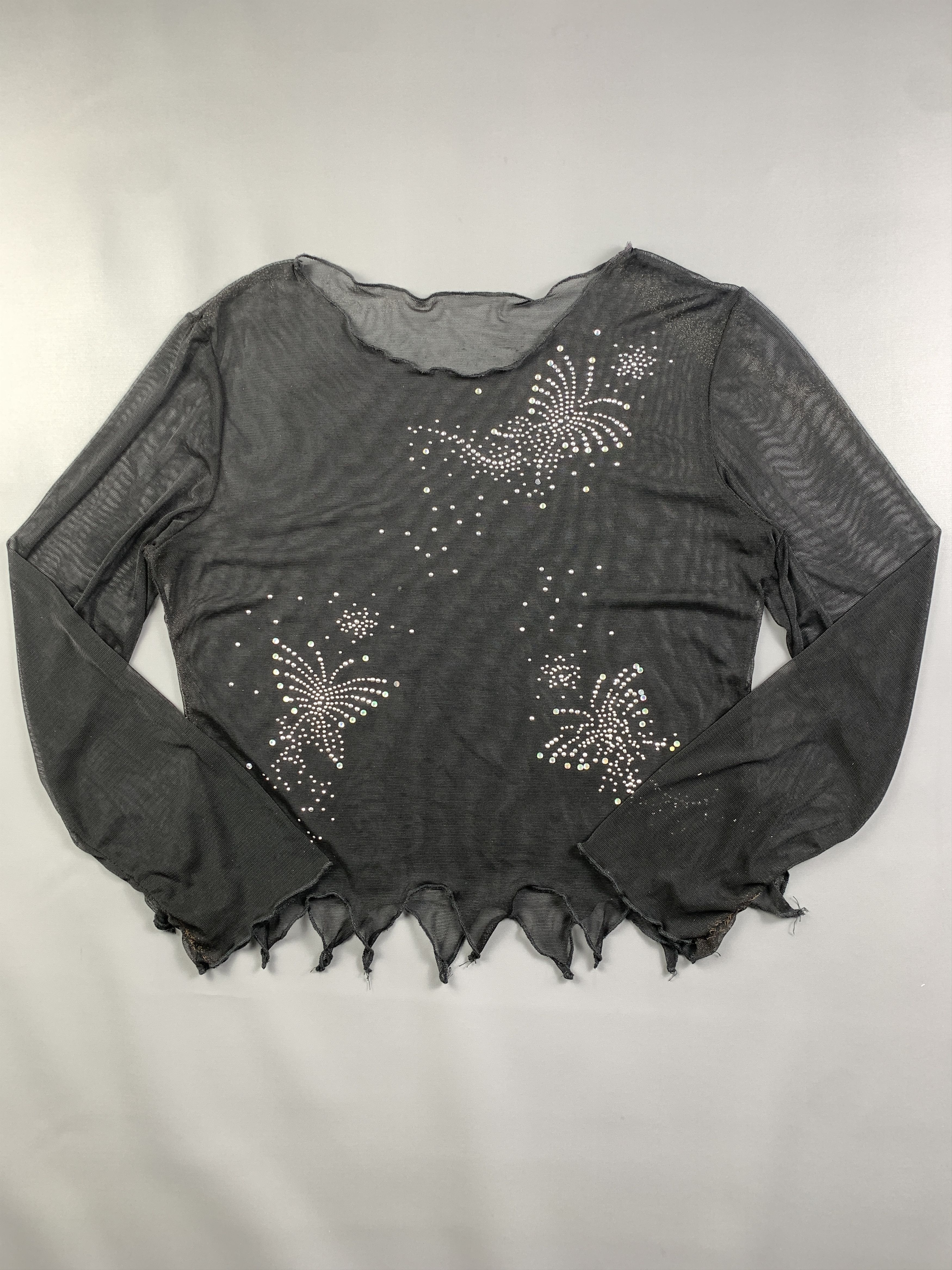 Japanese Brand Black Rhinestones Butterfly Cropped Mesh Top (M) Size M / US 6-8 / IT 42-44 - 1 Thumbnail