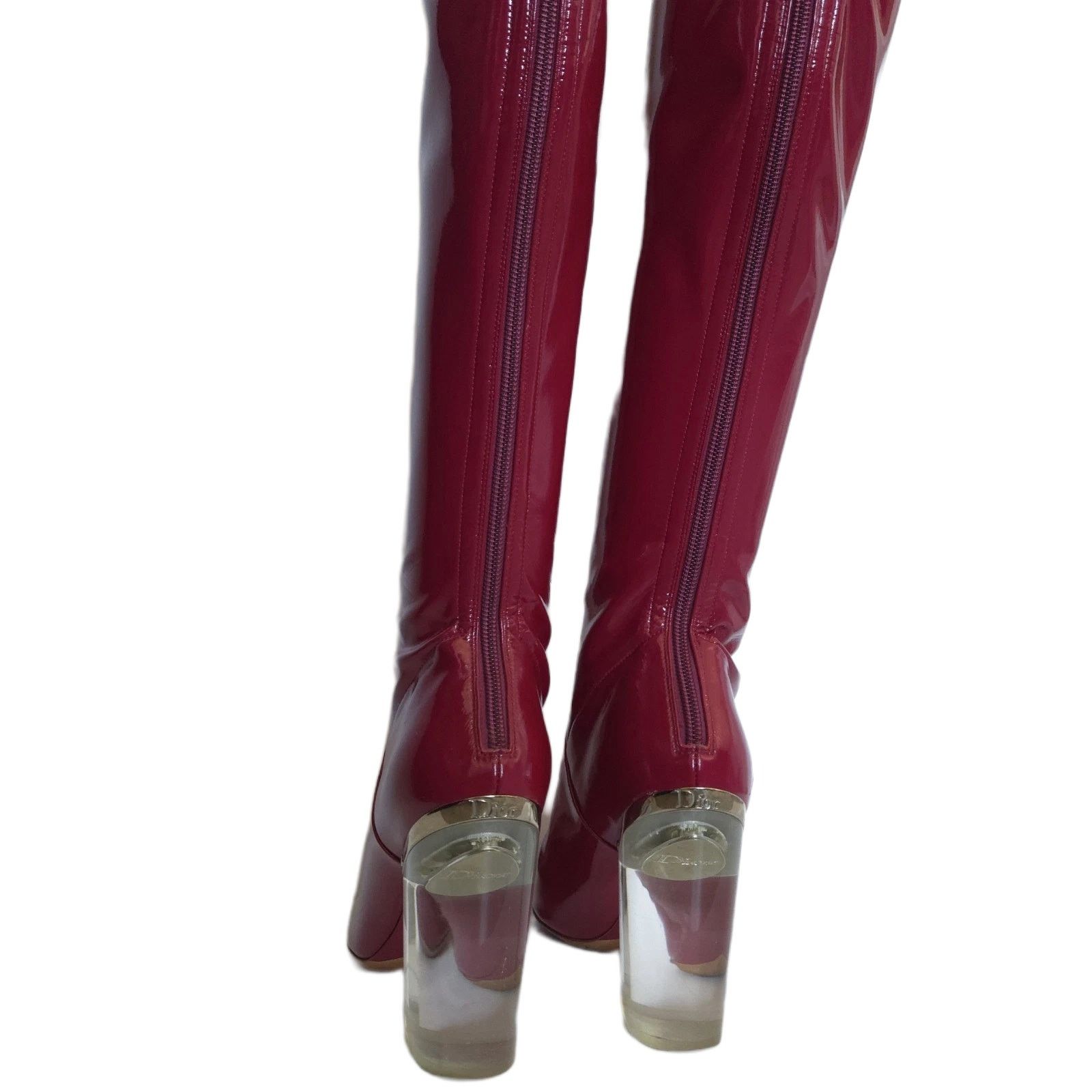 Christian Dior Monsieur Christian Dior Magenta Vinyl Thigh-High Heeled Boots EU 35.5 Size US 5.5 / IT 35.5 - 3 Thumbnail