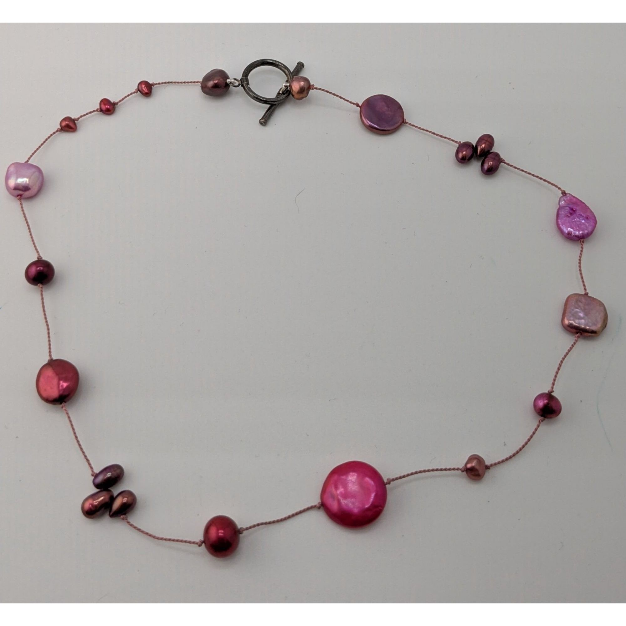 Handmade Vintage Handmade Pink Freshwater Pearl Necklace With Toggle Size ONE SIZE - 6 Thumbnail