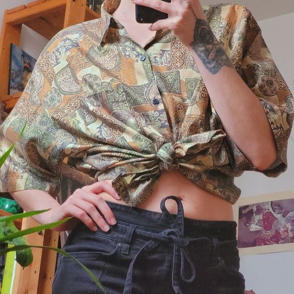Other Vintage Thai Silk By Apple Button Down Shirt - Xl Size XL / US 12-14 / IT 48-50 - 5 Thumbnail
