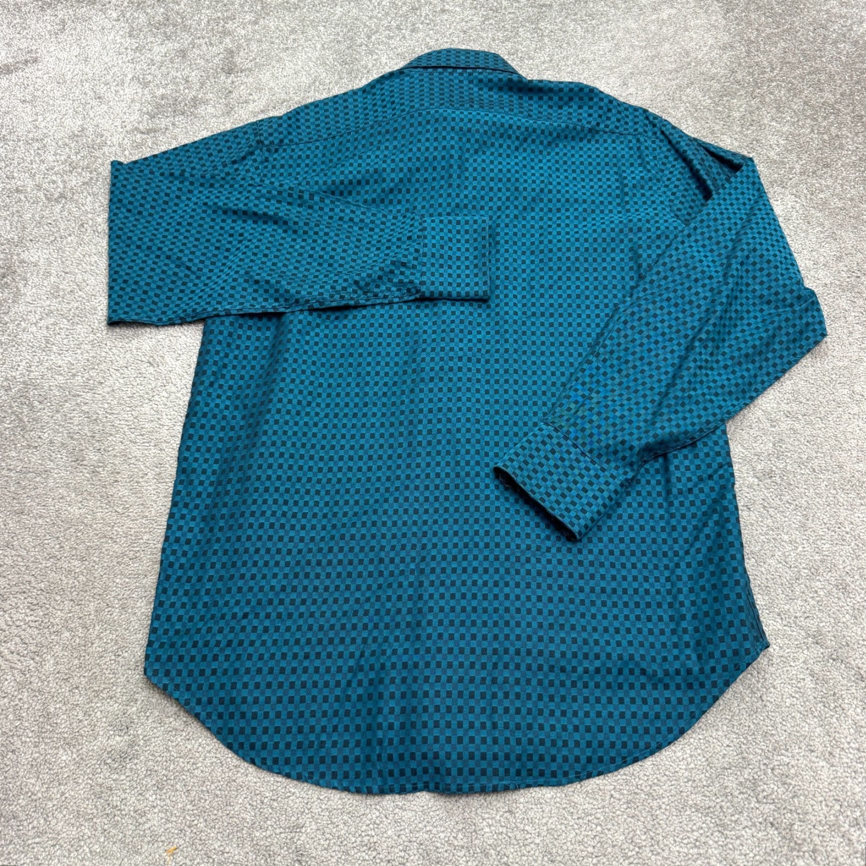 Neiman Marcus Neiman Marcus Shirt Adult Large Blue Check Cotton Button-Down Flip Cuff Regular Fit Preppy Classic Mens Size US L / EU 52-54 / 3 - 2 Thumbnail