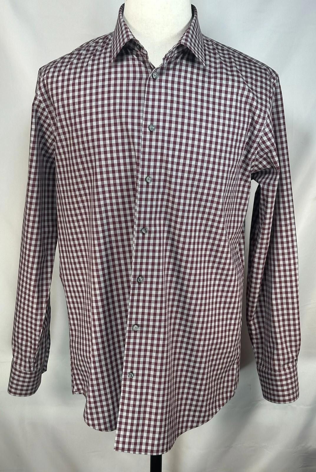 Calibrate Calibrate Plaid Trim No Iron Cotton Maroon Button-Up Men L Size US L / EU 52-54 / 3 - 1 Thumbnail