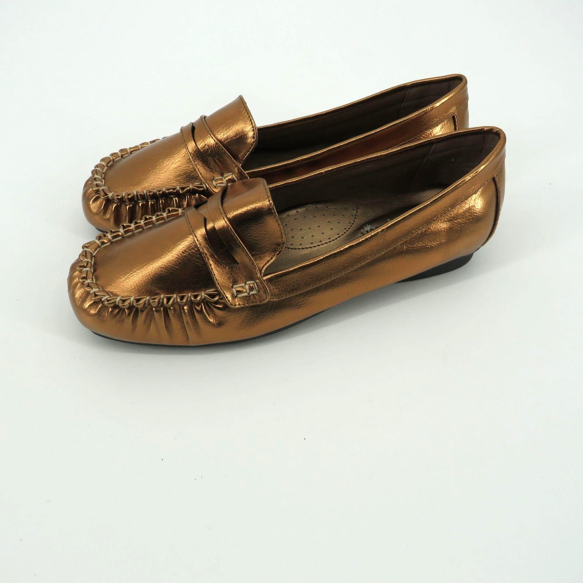 Other Annie Shoes Women's Metallic Bronze Loafers Size 6 Comfort S Size US 6 / IT 36 - 4 Thumbnail