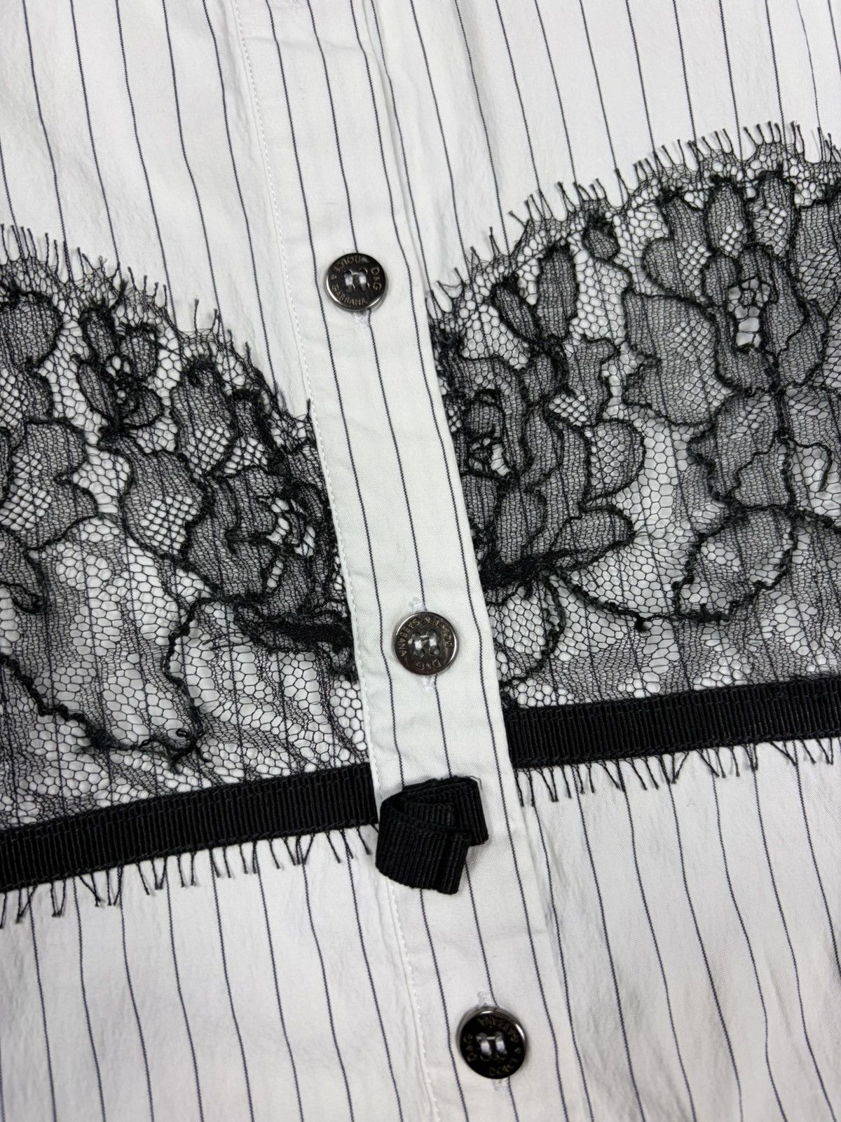 Vintage 2000s Dolce & Gabbana Striped Shirt Lace Bra