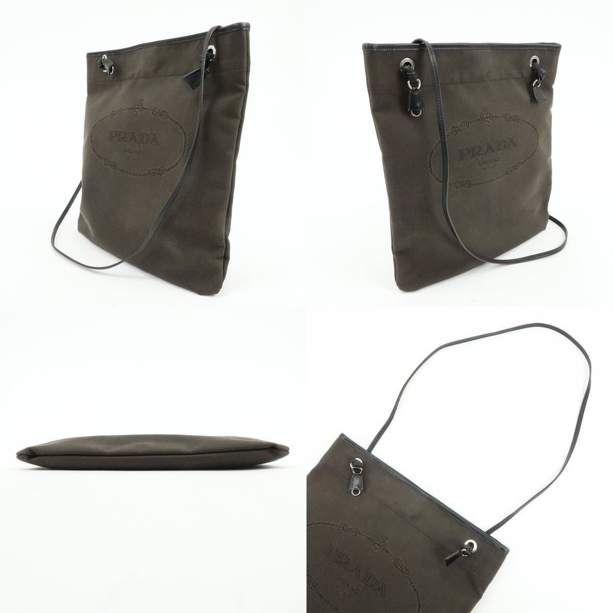 Prada Prada Logo Jacquard Crossbody Bag Dark Brown Size ONE SIZE - 3 Thumbnail