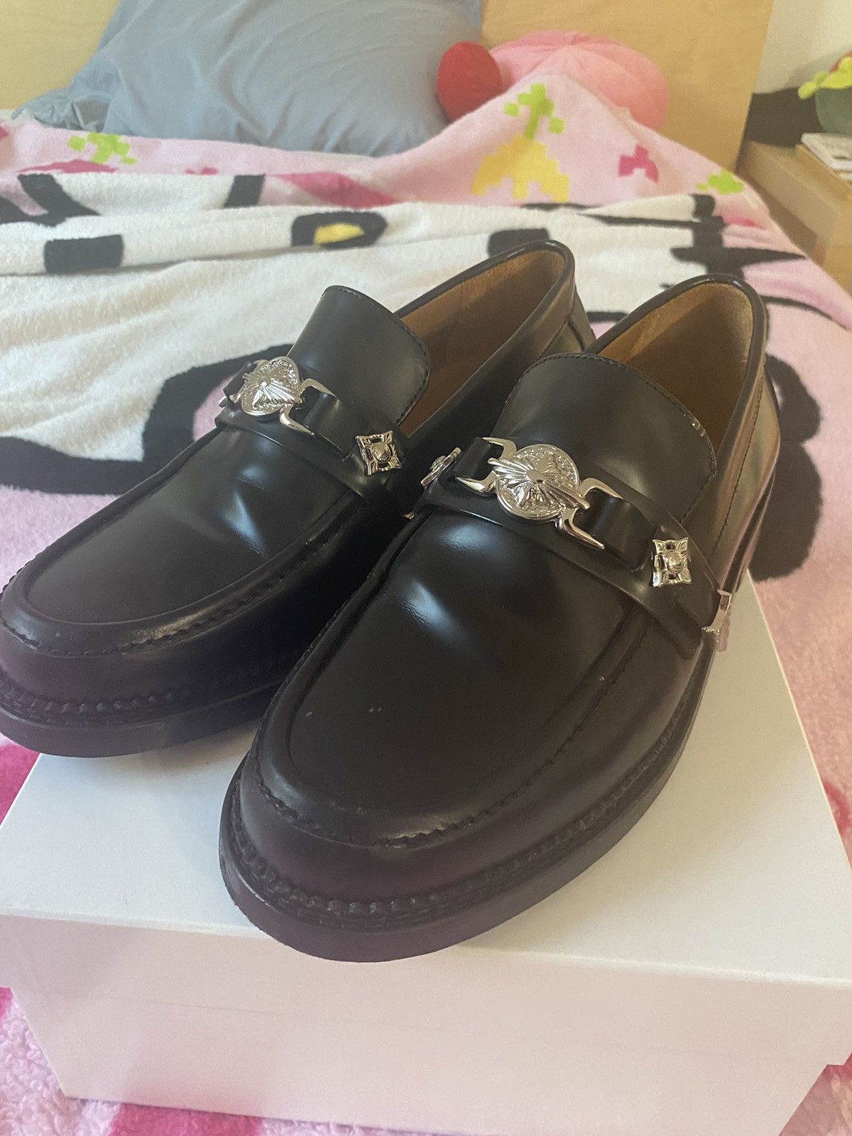 image of Toga Virilis Black Polished Loafers, Men's (Size 9.5)