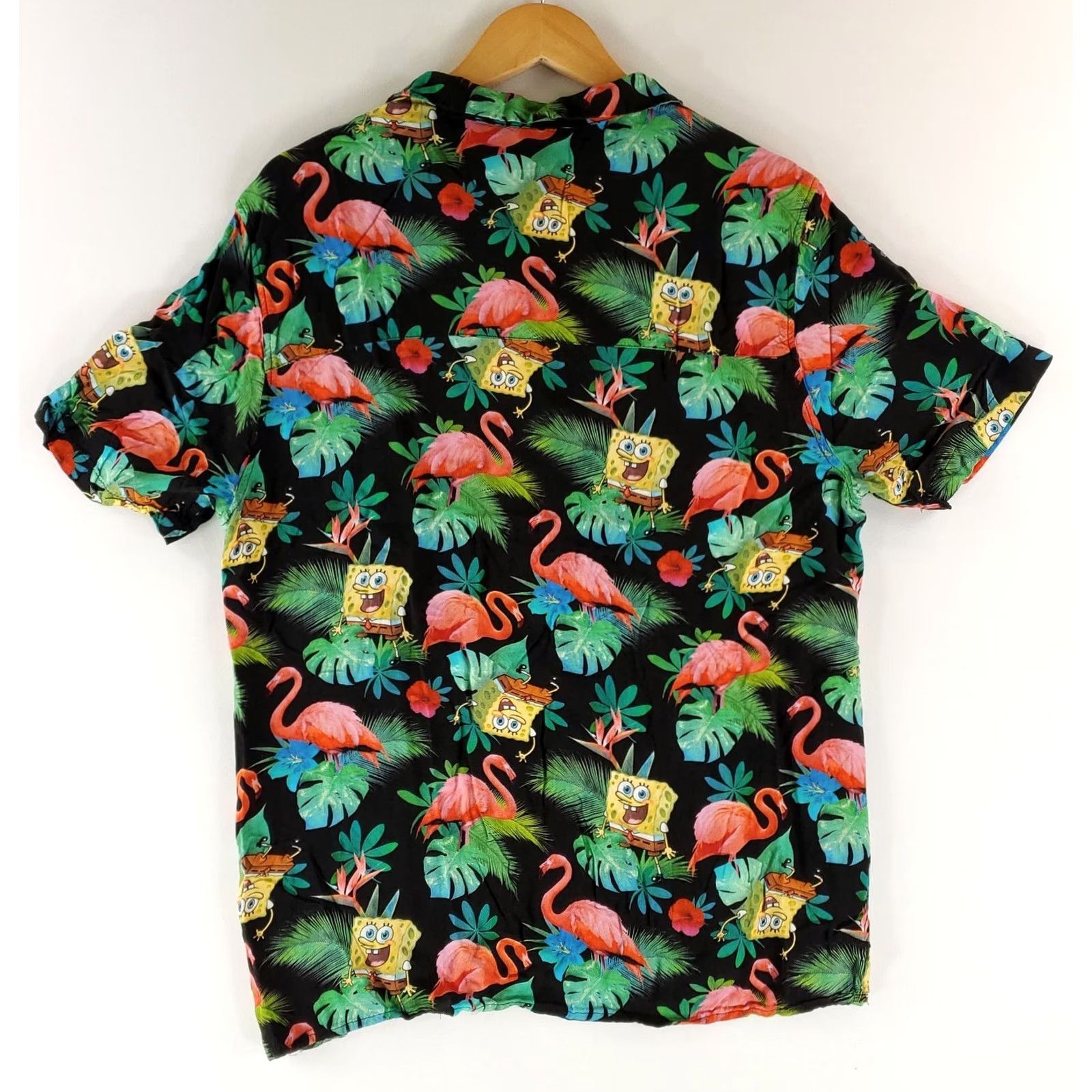 H&M H&M Shirt Mens L Hawaiian SpongeBob SquarePants Pink Flamingos Rayon Black Multicolor Long Sleeve Short Sleeve (Note: original has short sleeves) Size US L / EU 52-54 / 3 - 3 Thumbnail