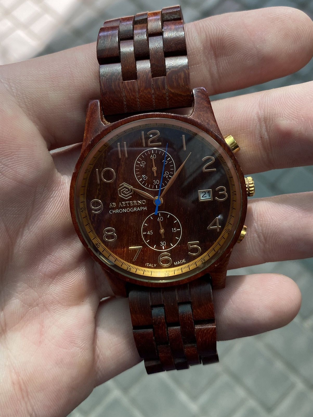 Jewelry × Vintage AB AETERNO Wooden Chronograph Watch Italian Design Size ONE SIZE - 9 Thumbnail