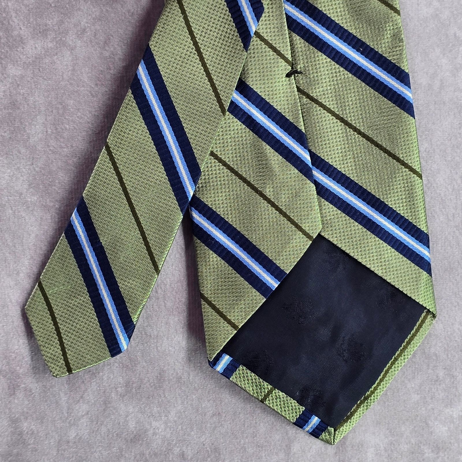 Brooks Brothers Brooks Brothers Makers Green Blue Stripe Silk Men Neck Tie Size 28 - 6 Thumbnail