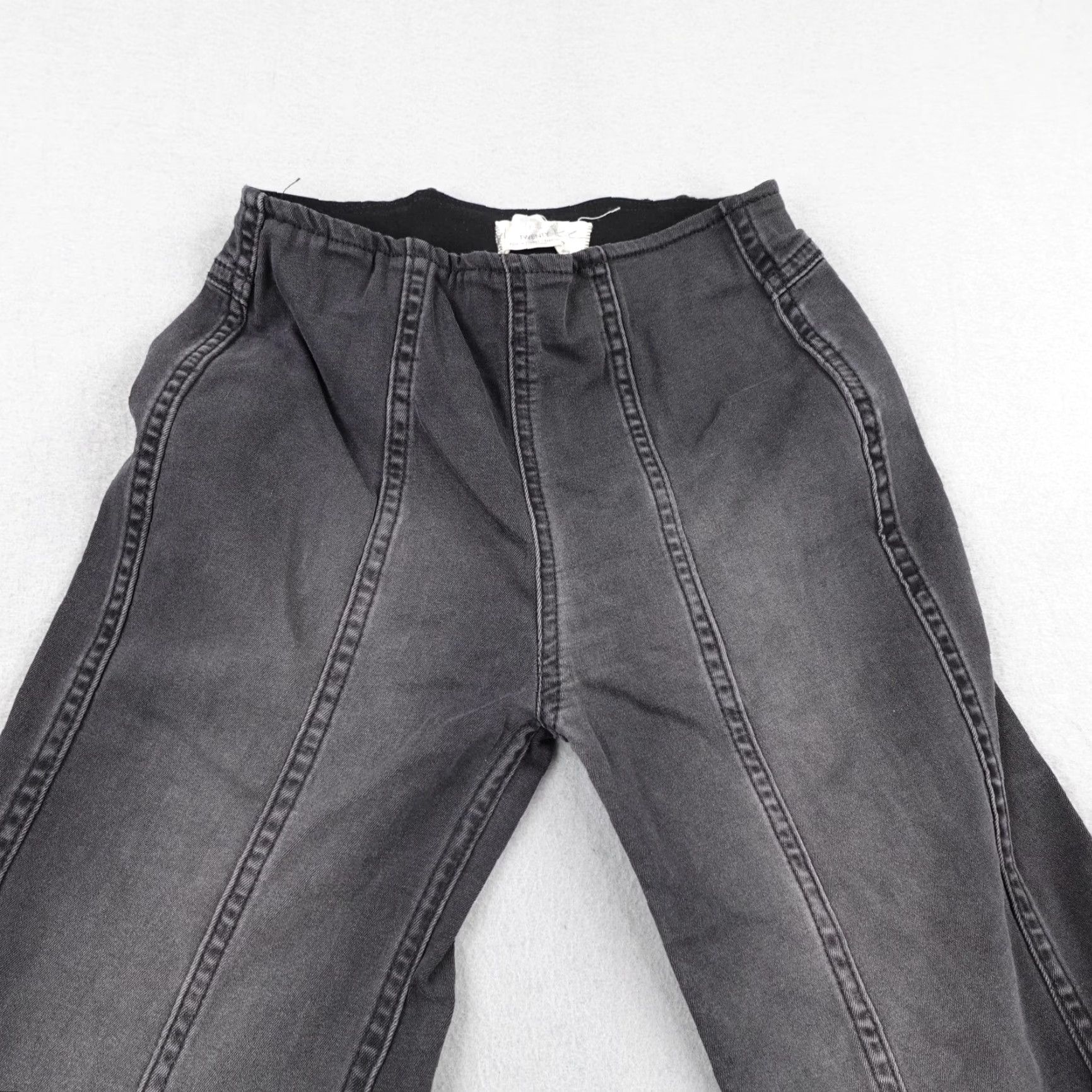 Vintage Free People Pants Womens 24 Black Extreme Flare Bell Bottoms Boho Faded Stretch Size 42" / US 20 - 2 Thumbnail