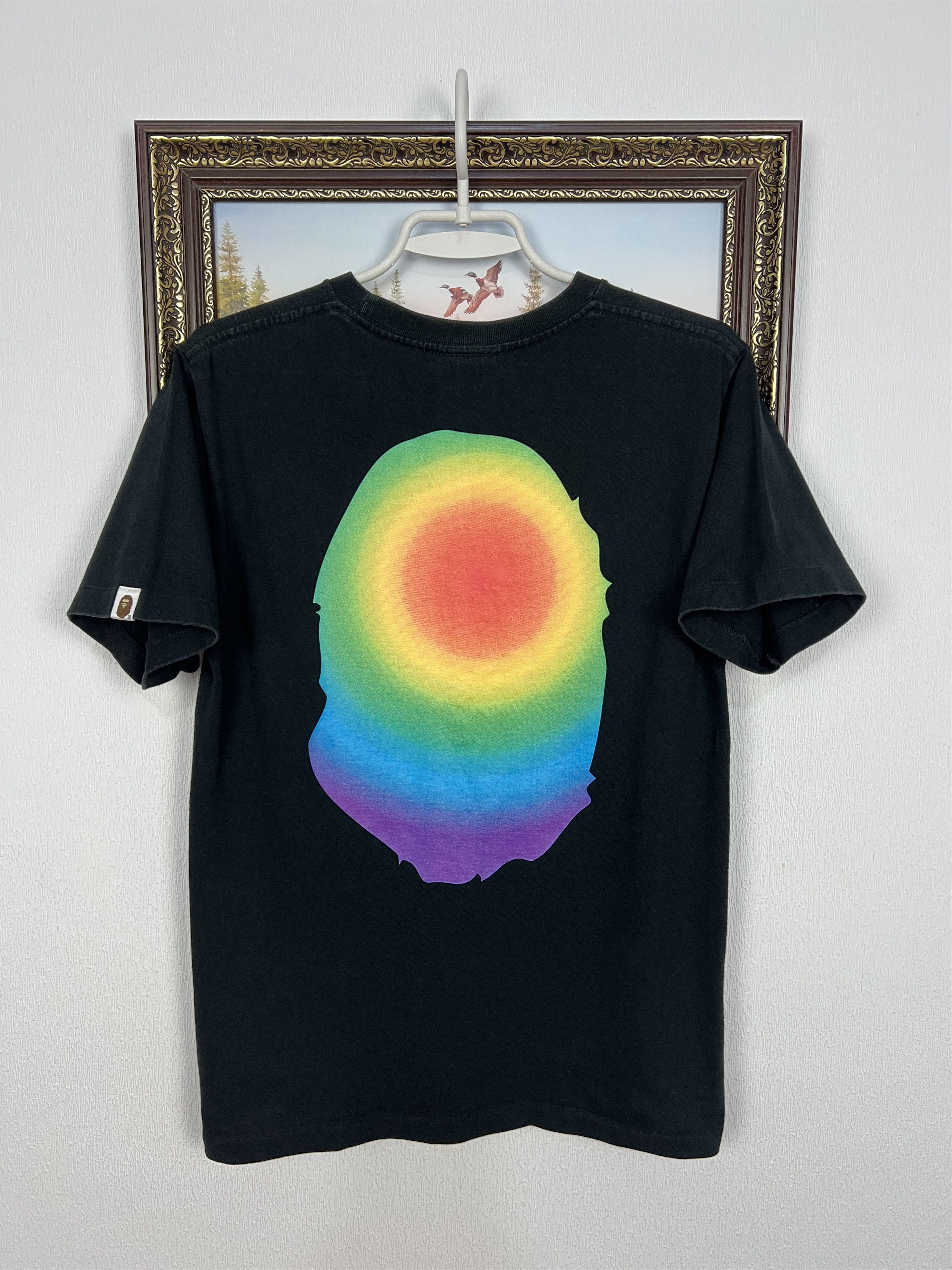 Vintage Bape Rainbow By Bathing Ape Tee Over Print Black Shirt Size US XS / EU 42 / 0 - 11 Thumbnail