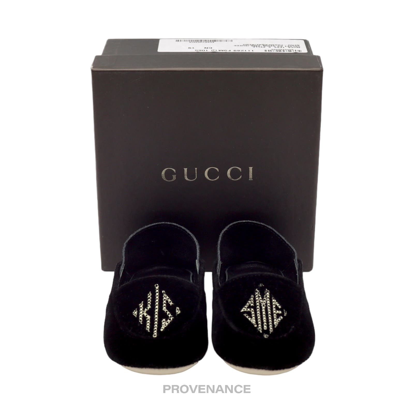 image of Gucci "kiss Me" Baby Loafers - Black Velvet/suede, Men's