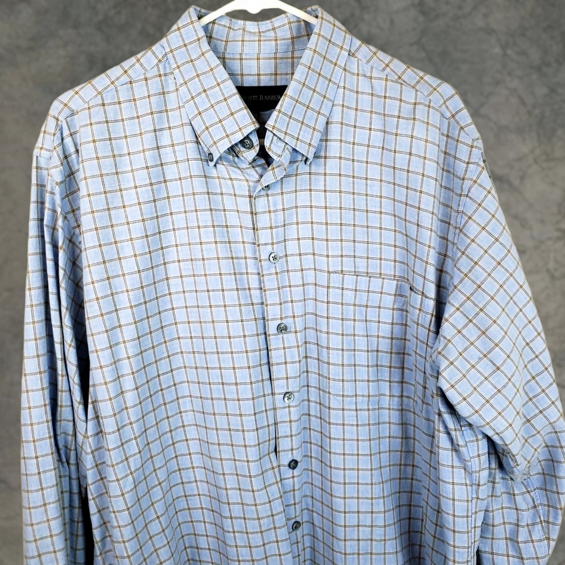 Vintage VINTAGE Scott Barber Shirt Blues Light Flannel Long Sleeve Plaid Cotton Button-Up XL Men’s Regular Size US XL / EU 56 / 4 - 1 Thumbnail