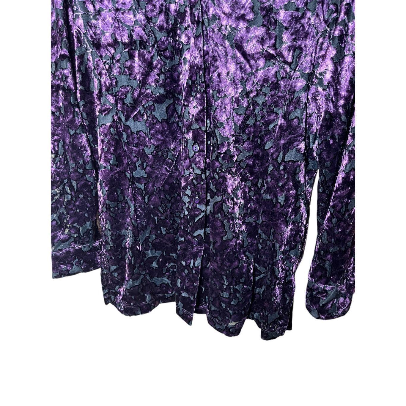 Other Vintage Preston & York Semi Sheer Purple Velvet Long Sleeve Size L / US 10 / IT 46 - 3 Thumbnail