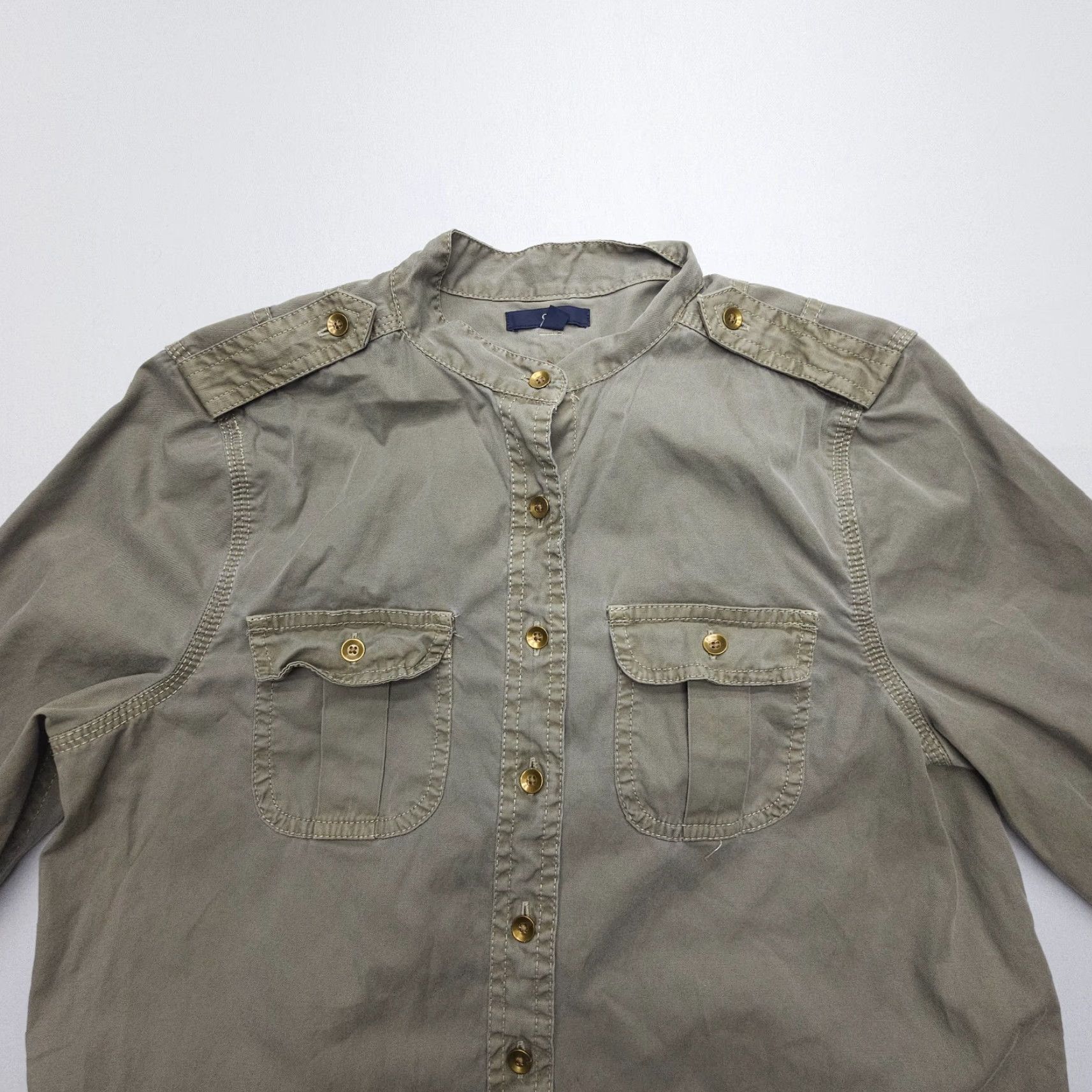 Gap Gap Shirt Dress Safari Military Y2K Green Twill Cotton Long Sleeve Size Medium Size M / US 6-8 / IT 42-44 - 3 Thumbnail