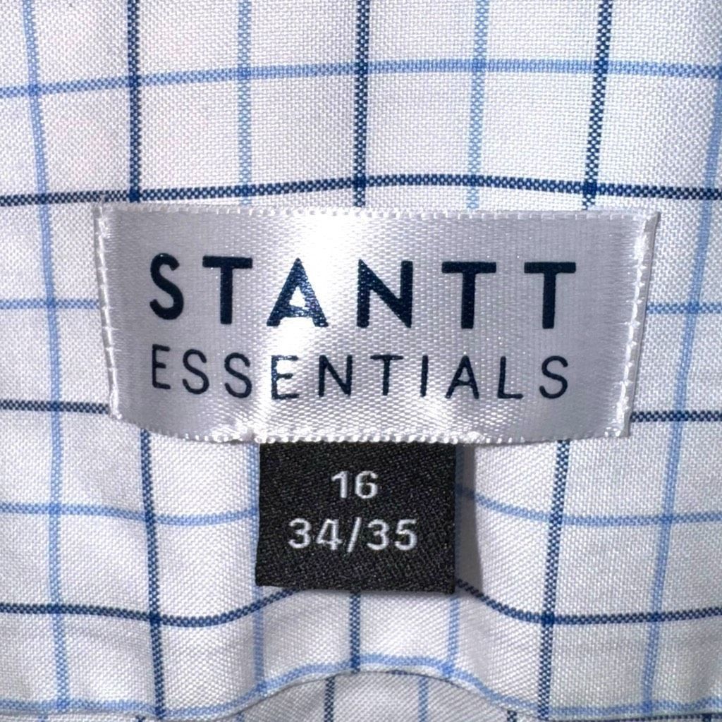 Other Stantt White & Blue Check Non-Iron Oxford Shirt 16 Size US M / EU 48-50 / 2 - 2 Thumbnail