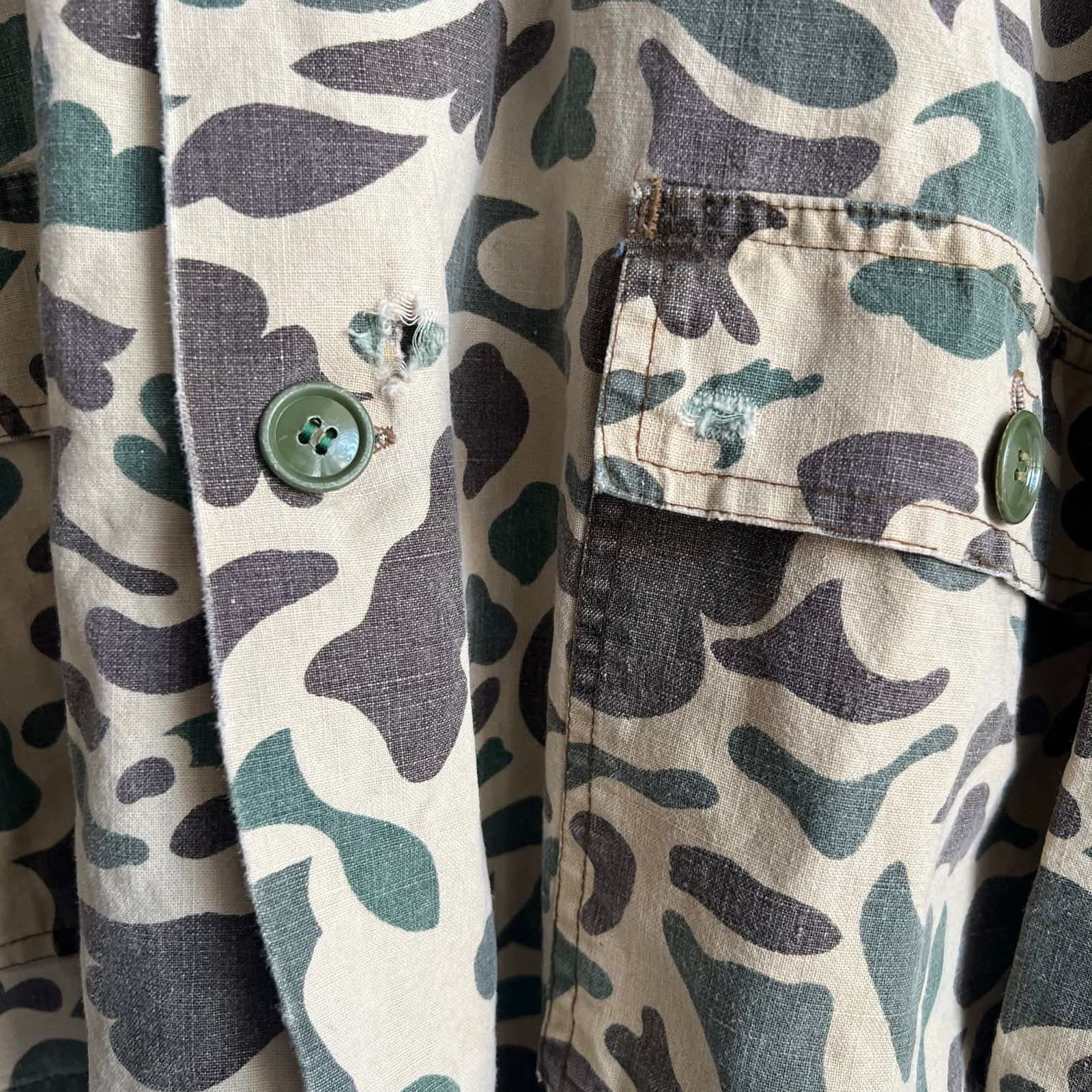Unknown London Rare Vintage 40's Frog Camo Button Up Jacket Size XXL 24x31 Size US XL / EU 56 / 4 - 4 Thumbnail