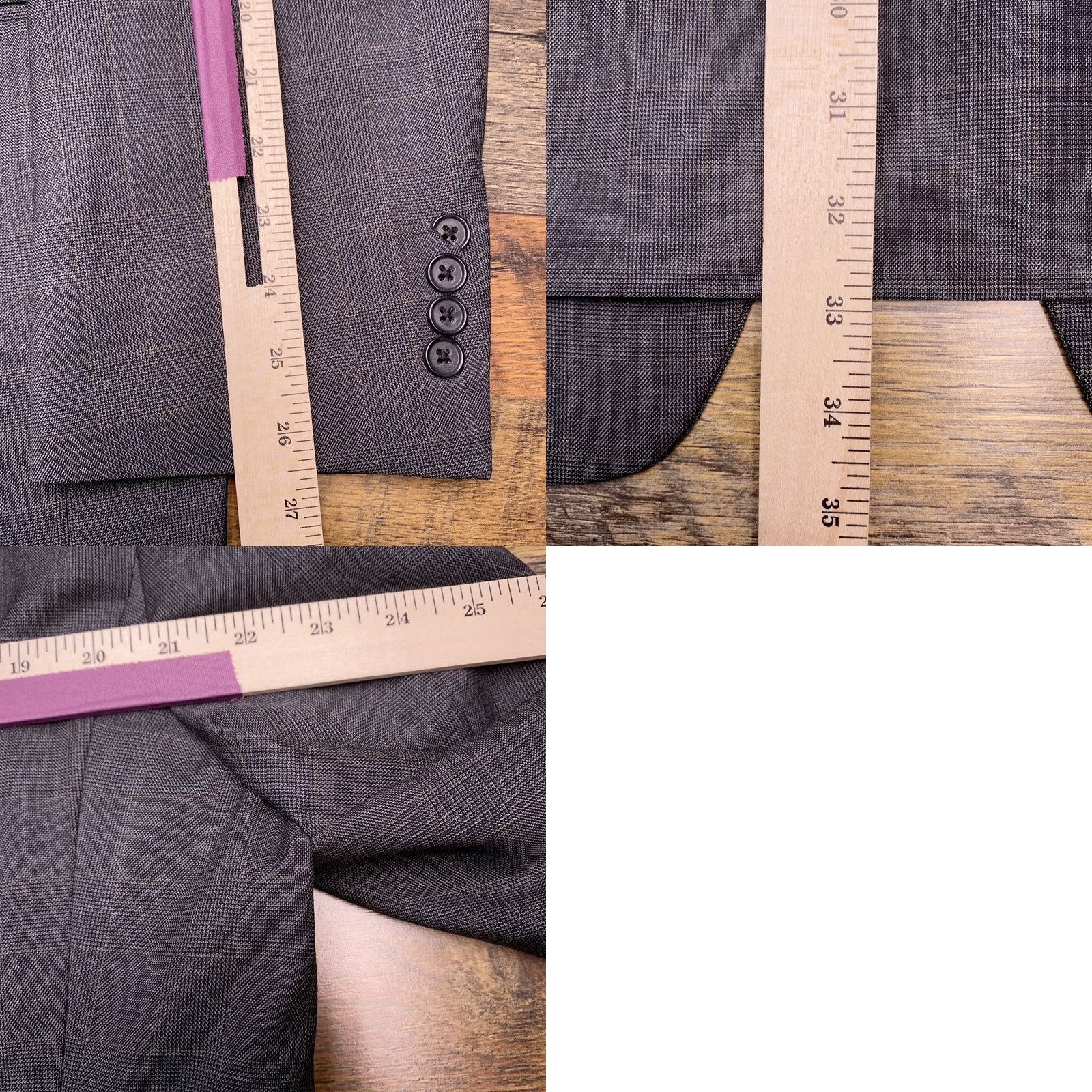 Hart Schaffner Marx VINTAGE Hart Schaffner Marx Suit Jacket Mens 42R Gray Blazer Plaid 90s Classic Wool Regular Notch Lapel 3-Button Sleeve Repair Size 42R - 8 Thumbnail