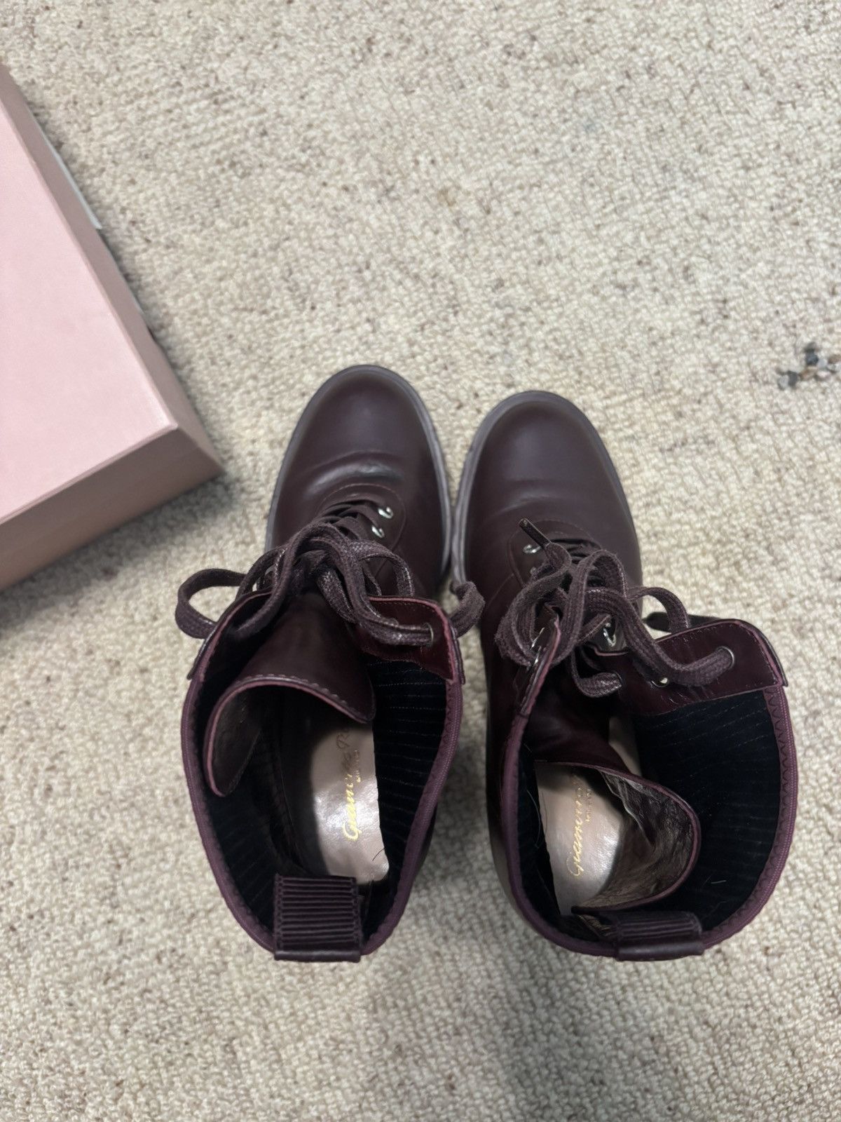 Miu Miu Miu Miu 5XP561 Lace-Up Ankle Boots Nero + Granato Burgundy Size US 7.5 / IT 37.5 - 4 Thumbnail