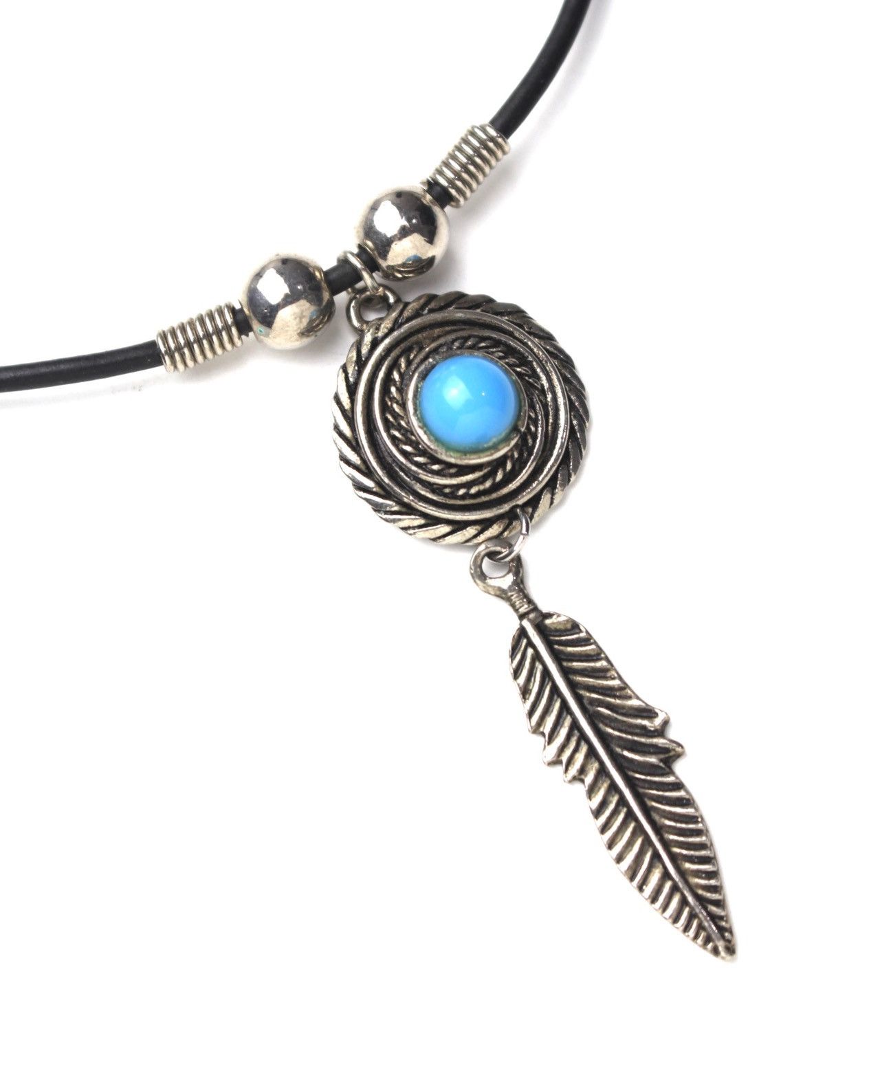 Vintage 2000S JAPANESE MADE NAVAJO TURQUOISE FEATHER NECKLACE Size ONE SIZE - 2 Thumbnail