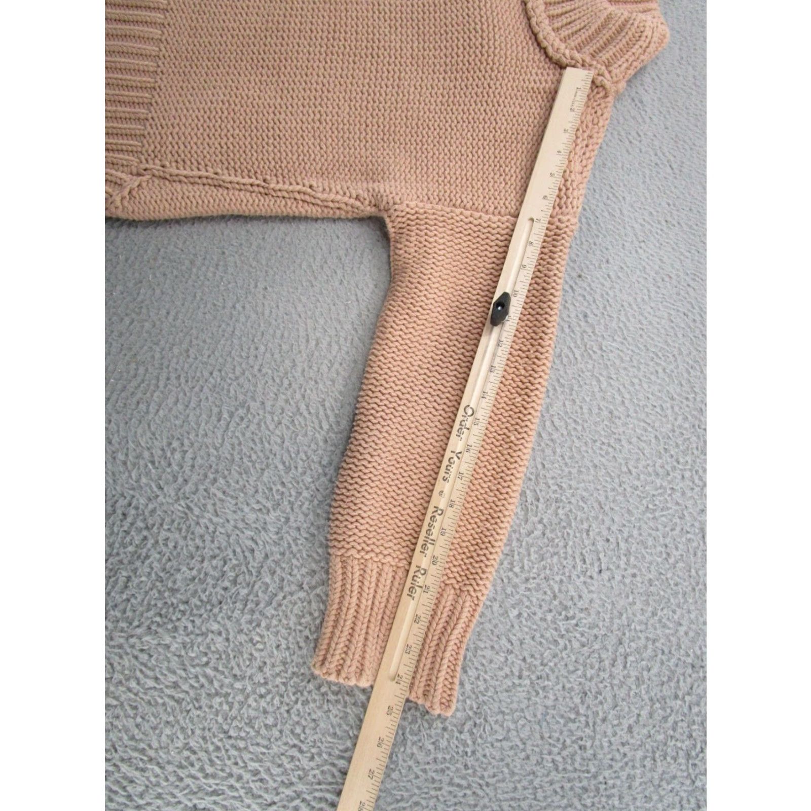 Vintage Mystree Heavy Cotton Knit Pullover Sweater Women Large Mock Neck Beige Size L / US 10 / IT 46 - 7 Thumbnail