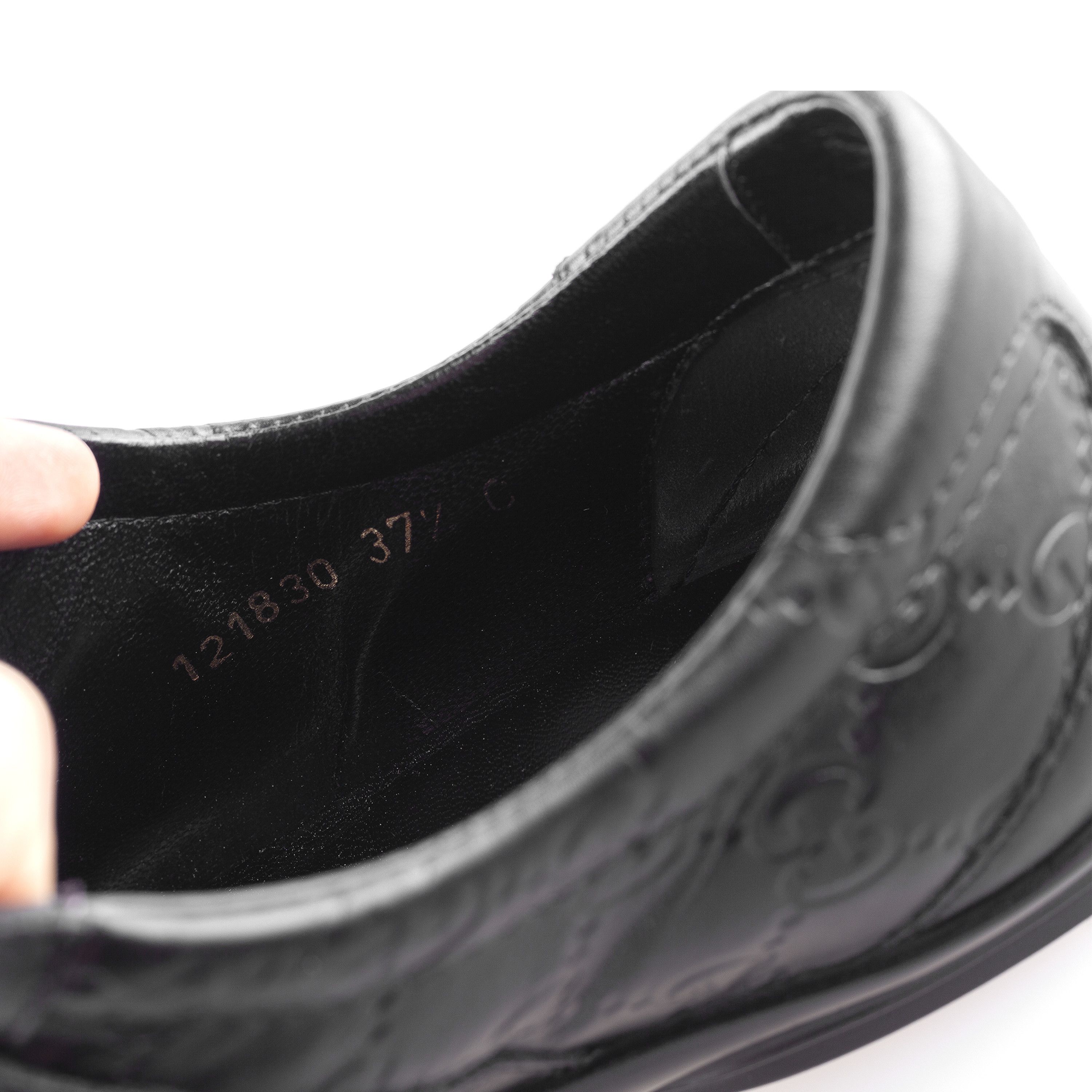 Gucci Gucci Black GG Leather Monogram Velcro Sneakers (EU 37,5) Size US 5.5 / EU 38 - 7 Thumbnail