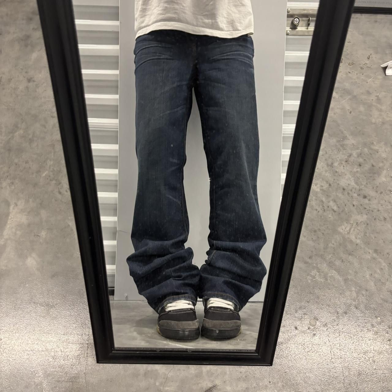 Japanese Brand × Vintage Crazy Vintage Y2K/2000s Grunge Dark Wash Bootcut Denim Jeans! Size US 32 / EU 48 - 1 Thumbnail
