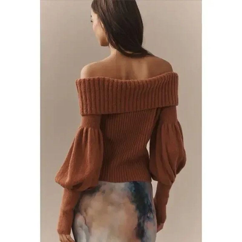 Anthropologie Anthropologie Tessa Off Shoulder Puff-Sleeve Wool Sweater Size XS / US 0-2 / IT 36-38 - 7 Thumbnail