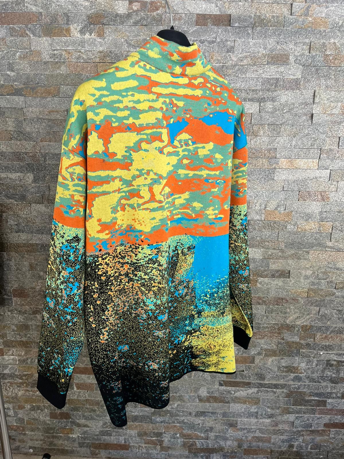 ELN High Neck Digital Camo Sweater in Multicolor