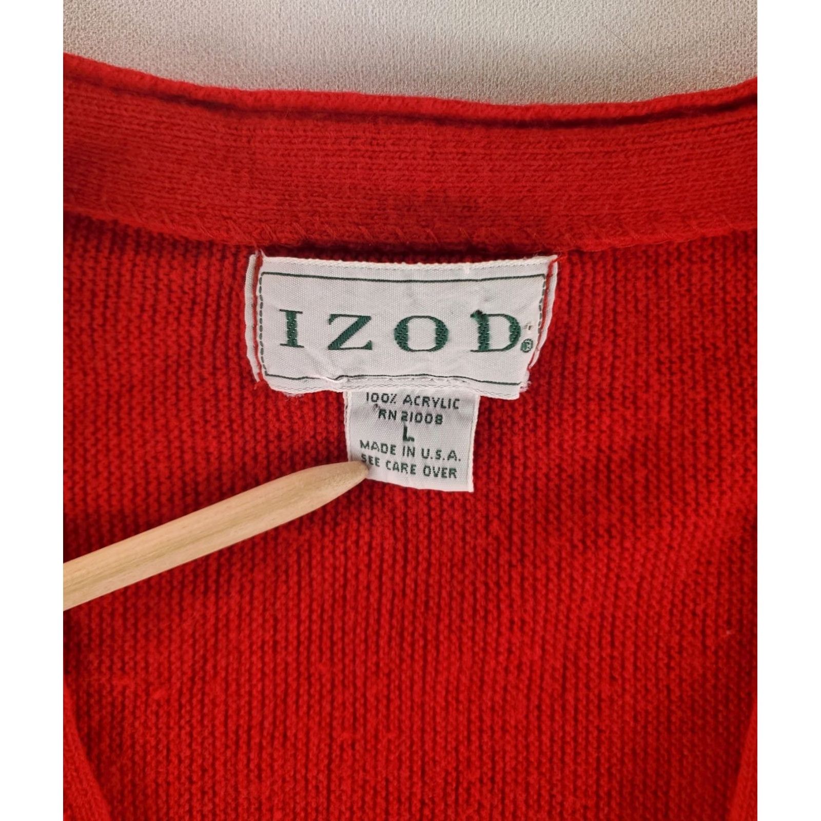 Izod VINTAGE Izod Cardigan Sweater Red Long Sleeve Mens L 80s 90s Acrylic VTG Red Mens L Size US L / EU 52-54 / 3 - 3 Thumbnail