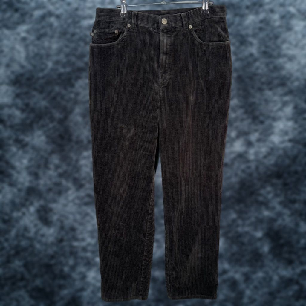 Ralph Lauren Lauren Ralph Lauren Womens Size 12 Black Corduroy Straight-Leg Pants Shirt? Size 34" / US 12 / IT 48 - 1 Thumbnail