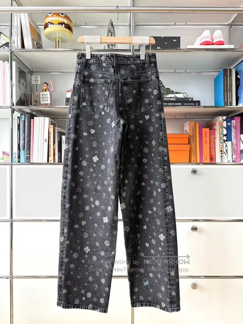 Chanel Chanel 25B grey-black printed graffiti jeans Size 24" / US 00 / IT 34 - 3 Thumbnail