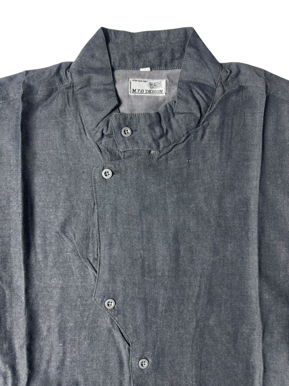 Marithe + Francois Girbaud 1980s Marithe Francois Girbaud Asymmetric Shirt Size US L / EU 52-54 / 3 - 4 Thumbnail
