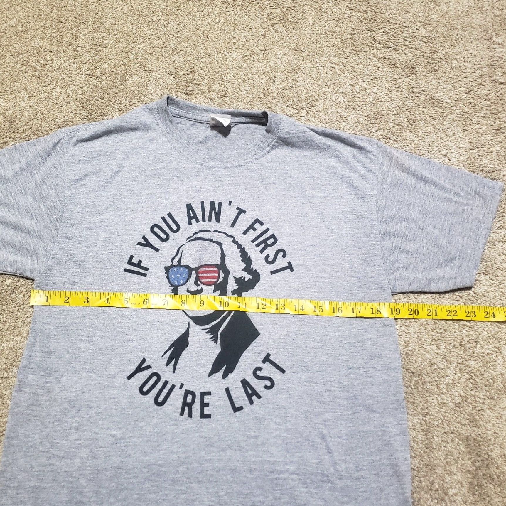Vintage Funny 4th Of July Shirt Washington If You Ain't First You're Last T-Shirt Mens M Gray Size US M / EU 48-50 / 2 - 4 Thumbnail